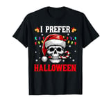 Prefer Halloween Christmas Santa Skull Eating Candy Cane T-Shirt