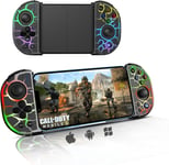 Manette De Téléphone Pour Iphone 15/14/13/Galaxy S23/S22/S21,Manette De Jeu Sans Fil Crack Unique Avec 8 Lumières Rvb De Couleur/Turbo/Effet Hall Pour Call Of Duty Mobile/Diablo