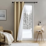 MIULEE Rideau Thermique Isolant Anti Froid et Chaleur avec Doublure, Taupe Rideau de Porte Isolant Thermique Lot de 1 (L 100 x H 200 CM), Double Rideaux Occultant et Thermique Epais