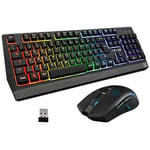 THE G-LAB Combo TUNGSTEN – Gaming-Tastatur- und Maus-Set mit Hintergrundbeleuchtung - QWERTZ Wireless-Gaming-Tastatur + 2400 DPI Wireless-Gaming-Maus für PC/PS4/PS5/Xbox One/Xbox Series X/S - NEU 2021