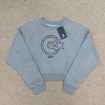 Converse All Star Sweatshirt Womens Large Grey Cropped Fleece Lined Crew Neck