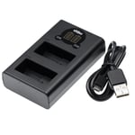 vhbw Chargeur USB double compatible avec Panasonic Lumix DMC-GX8H, DMC-FZ330, DMC-GX8A, DMC-GX8K caméra action-cam + témoin de charge
