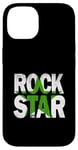 Coque pour iPhone 14 Graphisme vert vieilli Green Rock Star