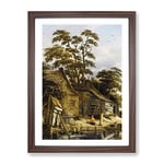 Roelof Van Vries Cottage On A River Classic Painting Framed Wall Art Print, Ready to Hang Picture for Living Room Bedroom Home Office Décor, Walnut A2 (64 x 46 cm)