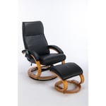 Fauteuil inclinable de massage rembourré en pu avec repose-pieds ottoman, masseur à 5 points, base en bois courbé pour salon et chambre à coucher,