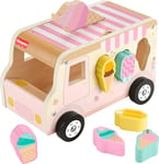 Fisher-Price Coffret Camion de Glace avec trieur de formes en bois, jeu d’éveil avec 8 pièces en bois à partir de 18 mois, HXT86