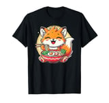 Cute Fox Eating Ramen Bowl Foxes Japanese Food Noodles T-Shirt