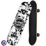 MBZL Skateboard complet Pro Complete Skateboard 31 x 8" Skateboard Cruiser Brett for Garçon/Fille / Adolescent / Adulte Tricks Skateboard pour débutant Noir/blanc