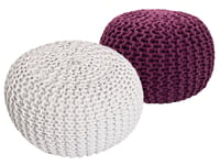 Golvkudde Stickad pall Pouf Set 2 kudde grovt stickad hållbar