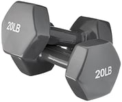 Amazon Basics Vinyl Dumbbells, 40 Pounds, 20 Kilograms (Set of 2), Grey