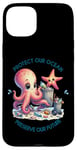 Coque pour iPhone 15 Plus Save The Ocean Garbage Fish Plage en plastique