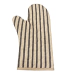 Single Gauntlet Oven Glove UK Made Beige & Brown Stripe Quilted Pot Holder Mitt