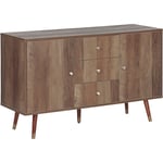 Beliani - Commode Buffet Effet Bois Clair avec 2 Compartiments à Portes et 3 Tiroirs Meuble de Rangement Élégant pour Intérieur Rétro et Traditionnel