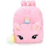 Plysch Unicorn Ryggsäck, Mini Unicorn Ryggsäck för tjejer, Rosa Z - on stock