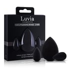 Luvia Beauty Blender Lot de 3 éponges à œufs de maquillage en noir – Éponge à mélange super douce en 2 tailles pour un mélange précis et large de cosmétiques