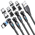 Câble de Charge Magnétique 7PIN 4PCS[1 m + 2 m + 2 m + 3 M],Transfert de Données 3A Câble Magnetique Aimanté,Rotation à 360 ° Cable USB C Magnétique pour Micro USB/Type C/iProduit