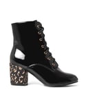 Joe Browns Femme Leopard Shimmer Patent Heeled Ankle Boots Bottine, Black Multi, 38 EU Large