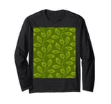 Climbing Vine Leaves In Dusty Olive On Green Long Sleeve T-Shirt