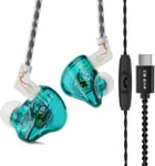 USB C in Ear Monitor, KBEAR Storm Écouteurs filaires USB C, Pilote Dynamique IEM de 10 mm avec câble détachable pour chanteurs, Musiciens, audiophiles (Vert, USBC avec Micro)