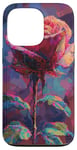 Coque pour iPhone 13 Pro Y2k Rose pixelisée Glitch Art Rose Art Floral