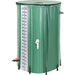 EINFEBEN Réservoir d'eau de pluie pliable -380L vert 100x70cm Récupérateur d'eau de pluie tiges de support en pvc Récupérateur d'eau de pluie