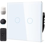 Smart Alexa Interrupteur D'Eclairage(Conducteur Neutre Necessaire),Interrupteur Wifi Avec Vitre En Verre,Commande Vocale Pour Alexa,Compatible Avec L'Application Smart Life Et Tuya 2