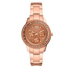 Fossil Montre pour Femmes Stella Sport, Mouvement Quartz Multifonction, Boîtier en Acier Inoxydable or Rose de 37 mm avec Bracelet en Acier Inoxydable, ES5109