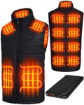 Deceny CB Gilet Chauffant Électrique Avec Batterie Veste Chauffante homme Sans Manche ultraléger 13 Zones réchauffeurs 3 Modes chauffante Hiver Vêtement(Noir,S)