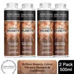 John Frieda Brilliant Brunette Colour Protecting 2xShampoo & 2xConditioner,500ml