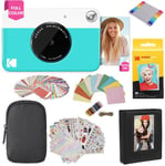 KODAK Printomatic Instant Camera (Blue) Gift Bundle + Zink Paper (20 Sheets) + Case + 7 Sticker Sets + Markers + Photo Album