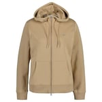 GANT Women's REL Shield Zip Hoodie, Dark Khaki, M