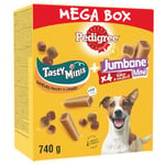 PEDIGREE MEGA BOX - Mix Tasty Mini (3x140g) & Jumbone 8 Os à Mâcher Mini - Box de 740g - Friandises Idéales pour Récompenser, Eduquer, Faire Plaisir à son Chien