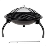 AKTIVE 61114, Brasero extérieur Portable et Pliable, avec Grille Anti-étincelles, matériau Acier, Robuste, Dimensions Ø55 x 42 cm, Barbecue extérieur, Barbecue Camping