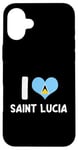 iPhone 16 Plus I Love Saint Lucia Pride St. Lucian Flag Heart Case