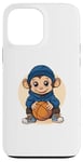 Coque pour iPhone 13 Pro Max Adorable singe tenant un jeu de basket-ball