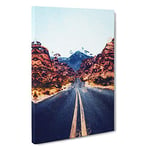 Big Box Art Road to The Valley of Fire Canvas Wall Art Framed Picture Print, 30 x 20 Inch (76 x 50 cm), White, Blue, Maroon, Orange, Grey