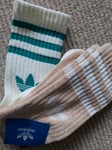 2 PAIRS ADIDAS SMALL UK 4.5-5.5 37-39 COZY 3S CREW Oat / Ivory SOCKS Box12