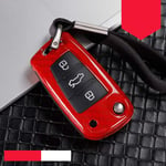 BTOEFE Zinc Alloy Car Key Cover Protector Case,For Audi A1 A3 A4 8P 8L 8V S3 RS3 Q3 Q7 C5 C6 S3 TT Auto Key Protect Holder Shell Ring-A-carbon red