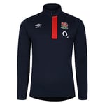 Umbro Mens England Rugby Half Zip Fleece Top 2023 2024 Navy Blazer L