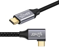 cable usb c,10Gbps usb c vers usb c 3.1 Gen 2 cable usb c coudé,100W 20V/5A cable usb c charge rapide 4K@60Hz sortie vidéo adaptateur usb c à 90 degrés,3m