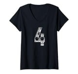 Womens Soccer Number 4 Soccer Fan Ball Pattern #4 Player Jersey V-Neck T-Shirt