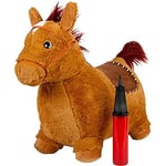 Small Foot 11709 Cheval rebondissant Caoutchouc Robuste et Peluche Souple, Animal d'obstacle avec Selle et Outdoor Toy, Marron