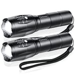 flintronic Lampe Torche Ultra Puissante, 2PCS Lampe de Poche Portable, 3000 Lumens, 5 Modes Étanche Anti-Choc Zoomable Lumineux Lampe Torche LED pour Bricolage Extérieur et Conditions Extrêmes