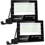 Indmird Projecteur LED Exterieur 60W, Lot de 2 6000LM Spot LED Extérieur, 6500K Blanc Froid Super Lumineux IP66 Etanche Éclairage de Sécurité D'extérieur Pour Patio, Terrasse, Jardin, Garage