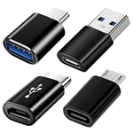 Adaptateurs USB C (Lot de 4), Adaptateur USB C vers USB 3.0 OTG, Adaptateur Micro USB vers USB C Compatible avec MacBook Pro/Air, Samsung Galaxy S20 S21 S22 S23, iPhone 11 12 13 14, PC et Plus