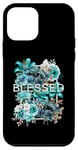 Coque pour iPhone 12 mini Bleu sarcelle Aqua Blessed & Blooming Teal Aqua Graphic