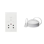 Knightsbridge SN8900N Dual Voltage Shaver Socket with Neon, 115/230 V + 2 Way Pull Cord Light Switch in Matt White