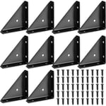 Dolaso - Lot de 10 équerres d'angle - Support d'angle de lit - Pince triangulaire - Connecteur de fixation - Support pour bureau et lit - Noir