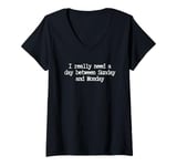 Womens Funny Monday Mood, I hate Mondays, monday morning blues V-Neck T-Shirt