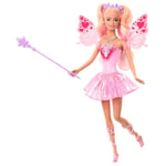 Mattel Barbie Fairy Doll with Toy Wand & Fashion Accessories, Fantasy Theme with Color-Change Fun on Wings & Outfit, JCP76